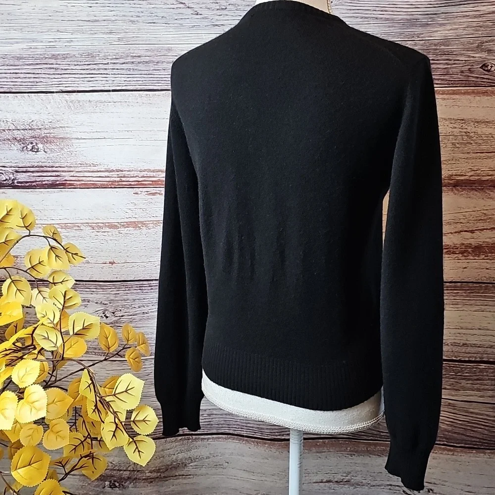 J. CREW 100% 2-PLY CASHMERE BLACK LONG SLEEVE BUTTON-UP CARDIGAN *WITH FLAW* - Picture 5 of 16